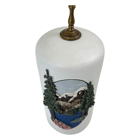 Vintage 3D Sculpture Snow and Mountain Table Lamp Rare Find 26" Tall - Picture 4 of 16